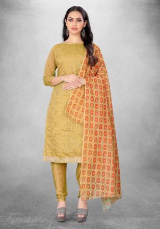 Picture of Gorgeous Cotton Burly Wood Straight Cut Salwar Kameez