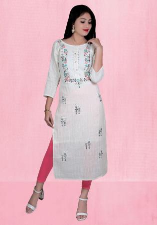 Picture of Bewitching Cotton White Kurtis & Tunic