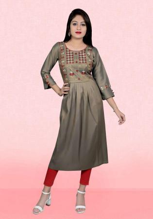 Picture of Exquisite Rayon Grey Kurtis & Tunic