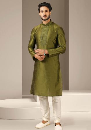 Picture of Sublime Silk Dark Olive Green Kurtas