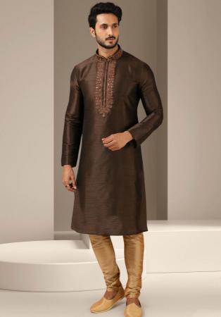 Picture of Appealing Silk Dark Olive Green Kurtas