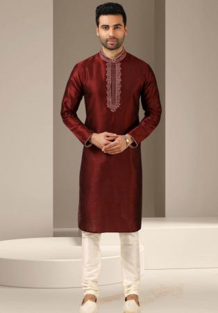 Picture of Superb Silk Maroon Kurtas