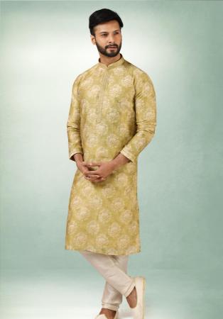 Picture of Wonderful Silk Dark Khaki Kurtas