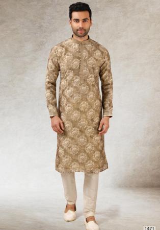 Picture of Fine Silk Dark Khaki Kurtas