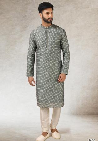 Picture of Well Formed Silk Grey Kurtas