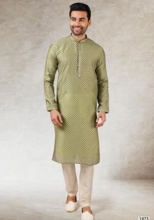 Picture of Stunning Silk Dark Khaki Kurtas