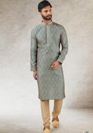 Picture of Fine Silk Slate Grey Kurtas