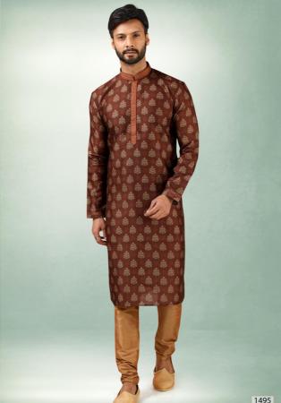 Picture of Statuesque Silk Brown Kurtas