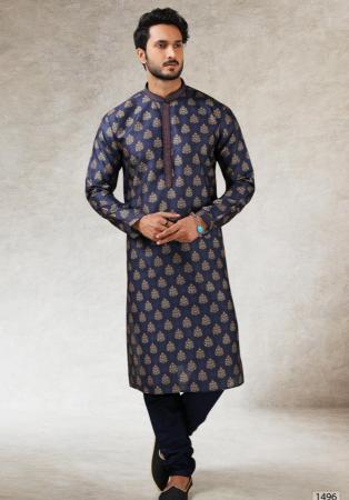 Picture of Delightful Silk Navy Blue Kurtas