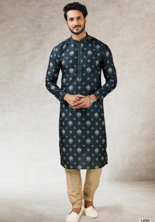 Picture of Sightly Silk Dark Blue Kurtas