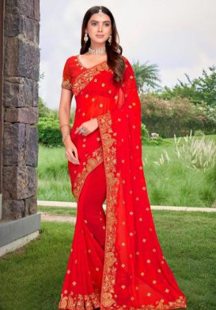 Picture of Resplendent Georgette Red Saree