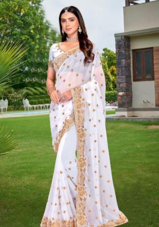 Picture of Resplendent Georgette White Saree