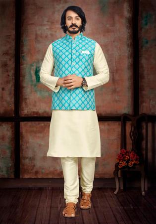 Picture of Good Looking Silk Beige Kurtas