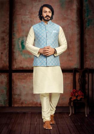 Picture of Statuesque Silk Beige Kurtas