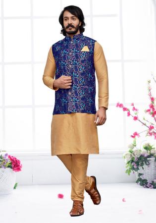 Picture of Well Formed Silk Tan Kurtas