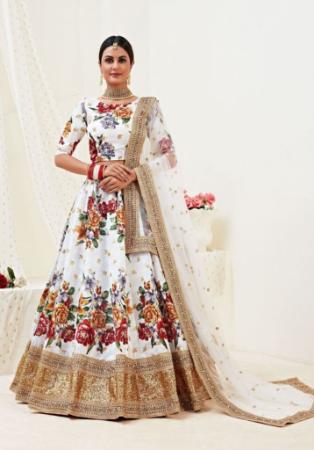 Picture of Comely Satin White Lehenga Choli