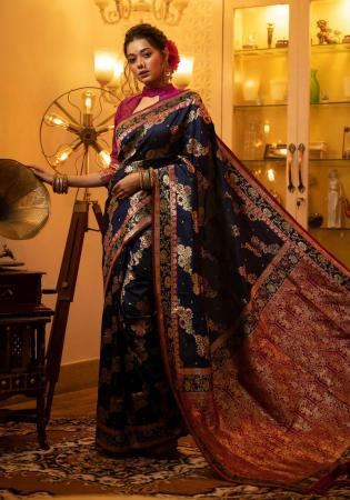 Picture of Fascinating Silk Midnight Blue Saree