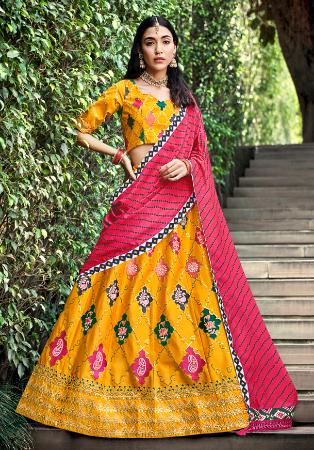 Picture of Ideal Silk Dark Orange Lehenga Choli