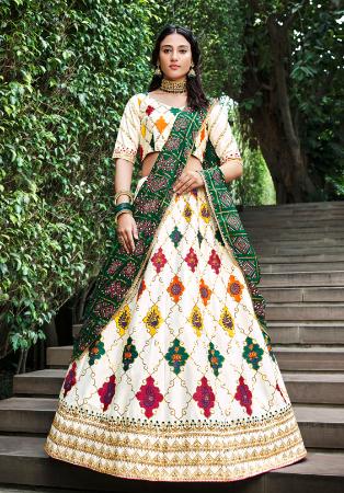 Picture of Lovely Silk White Lehenga Choli