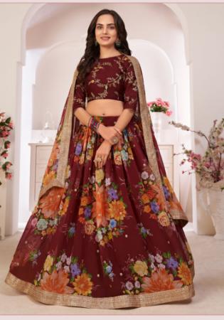 Picture of Fascinating Silk Saddle Brown Lehenga Choli