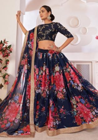 Picture of Ideal Silk Dark Slate Grey Lehenga Choli