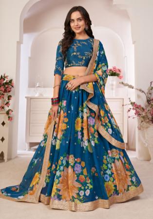 Picture of Superb Silk Midnight Blue Lehenga Choli