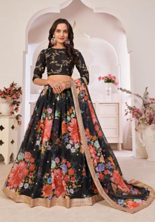 Picture of Lovely Silk Black Lehenga Choli