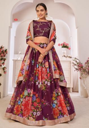 Picture of Gorgeous Silk Saddle Brown Lehenga Choli