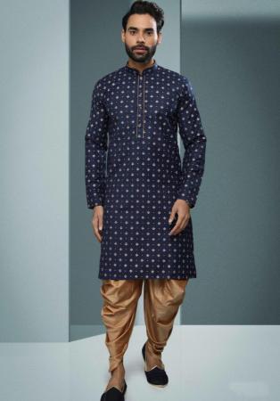 Picture of Enticing Cotton Navy Blue Kurtas