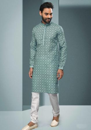 Picture of Wonderful Cotton Dark Sea Green Kurtas