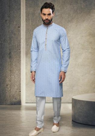 Picture of Elegant Cotton Light Steel Blue Kurtas