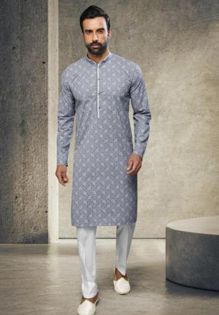 Picture of Taking Cotton Light Slate Grey Kurtas