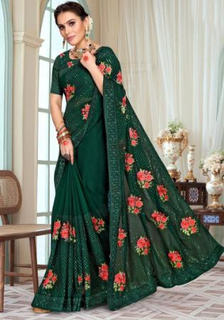 Picture of Taking Georgette Forest Green Saree