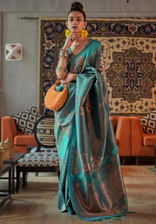 Picture of Exquisite Silk Medium Turquoise Saree