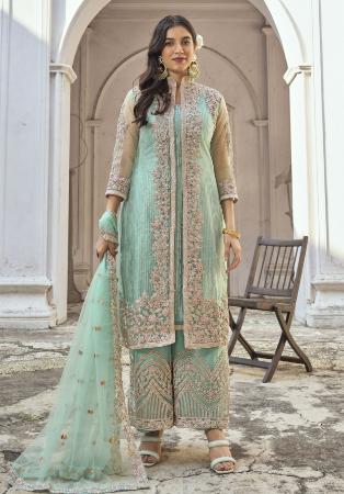 Picture of Ravishing Net Off White Straight Cut Salwar Kameez