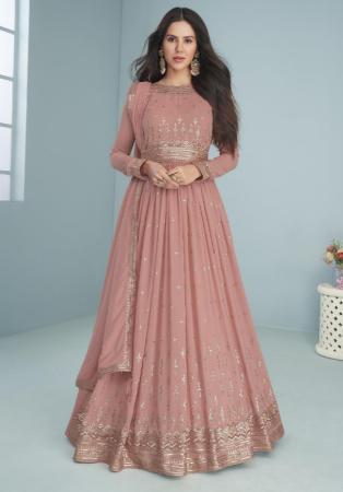 Picture of Fine Georgette Rosy Brown Anarkali Salwar Kameez