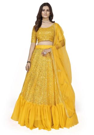 Picture of Splendid Georgette Yellow Lehenga Choli