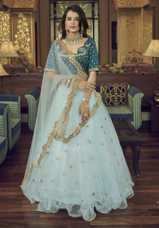 Picture of Nice Silk Sky Blue Lehenga Choli