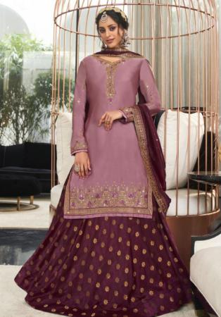 Picture of Georgette Rosy Brown Straight Cut Salwar Kameez