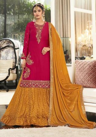 Picture of Georgette Dark Red Straight Cut Salwar Kameez