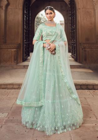 Picture of Beautiful Silk Dark Sea Green Lehenga Choli