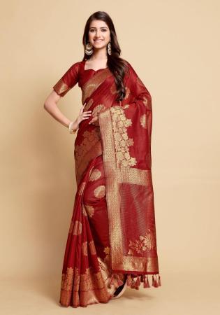 Picture of Ideal Linen Fire Brick Saree