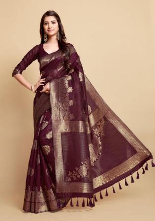 Picture of Wonderful Linen Brown Saree