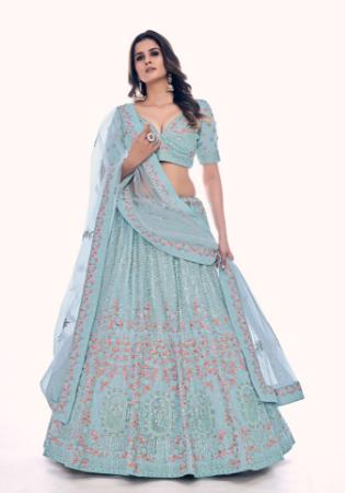 Picture of Marvelous Net Light Steel Blue Lehenga Choli