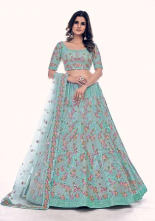 Picture of Alluring Net Light Slate Grey Lehenga Choli