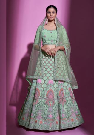 Picture of Georgette & Silk Dark Sea Green Lehenga Choli