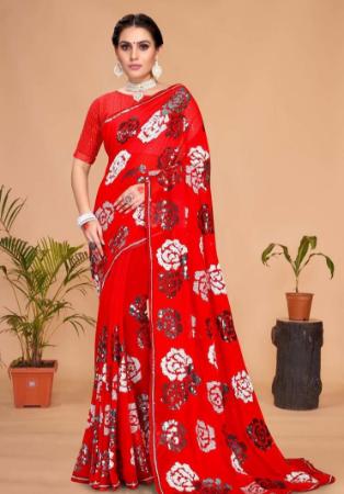 Picture of Superb Georgette Red Saree