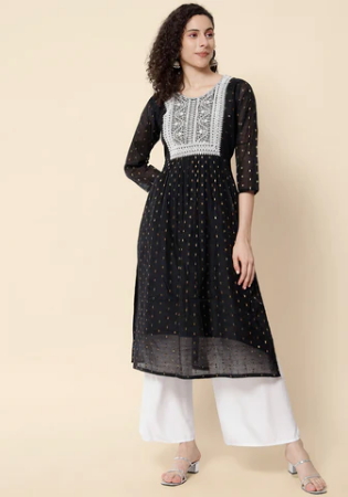 Picture of Marvelous Cotton Black Kurtis & Tunic