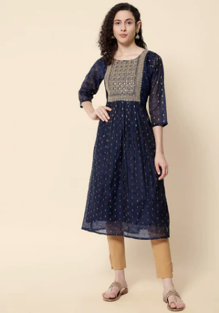 Picture of Taking Cotton Navy Blue Kurtis & Tunic