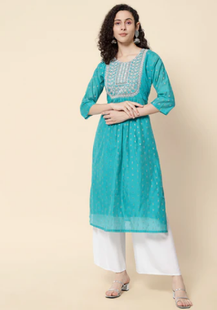 Picture of Pretty Cotton Light Sea Green Kurtis & Tunic